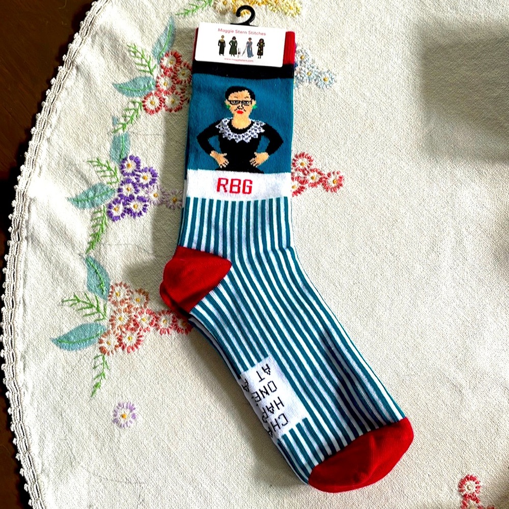 Ruth Bader Ginsburg Socks. Red, White & Blue. Women's 9-11